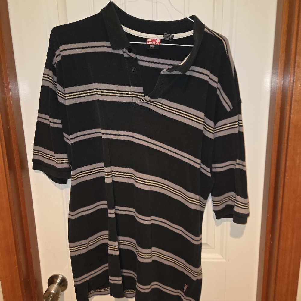 Deka Black & Gray 90s Y2K Cholo Striped Shirt.